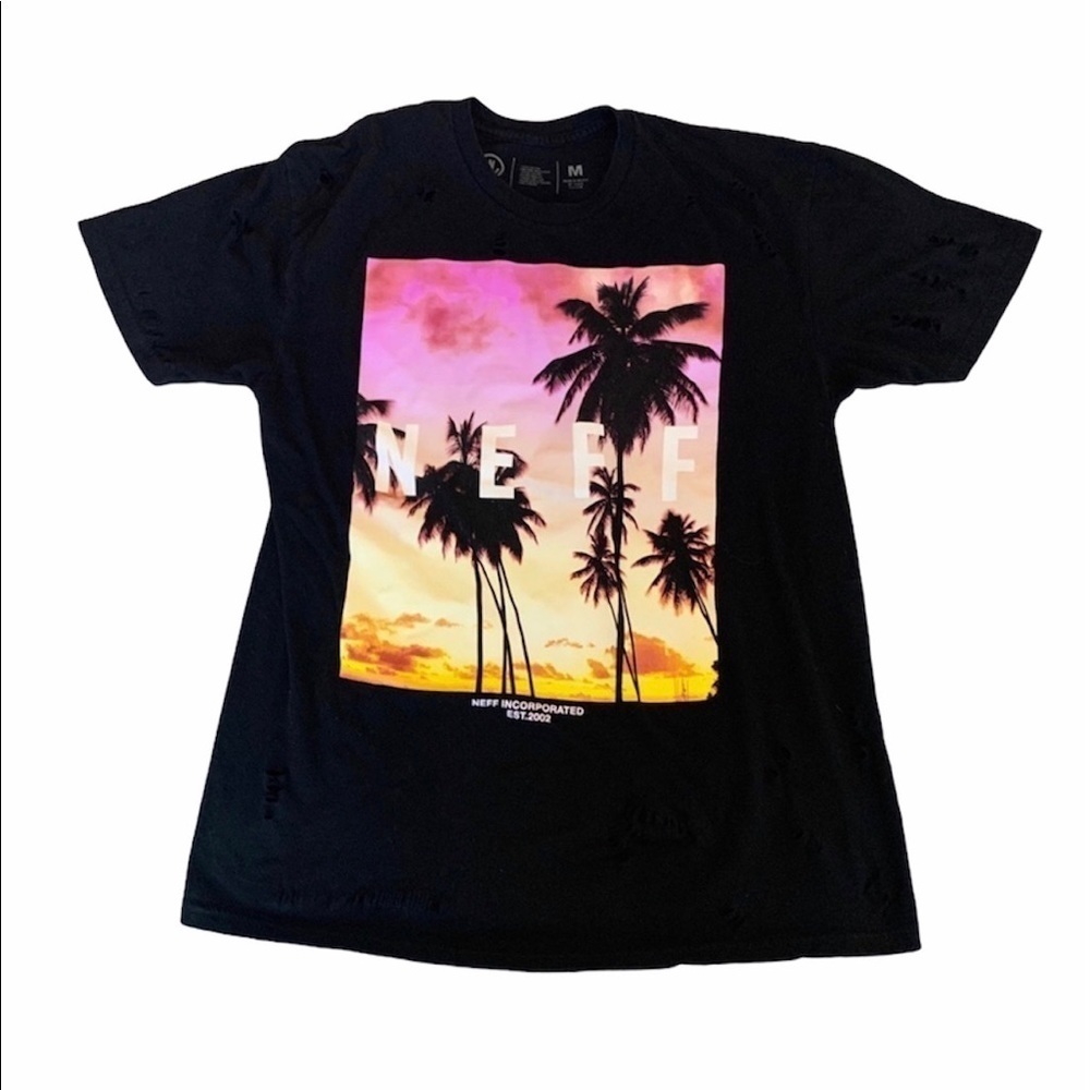 Neff Palm Tree Distressed Tee Size Medium
